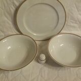 Serving dishes in fine porcelain with gilded edging