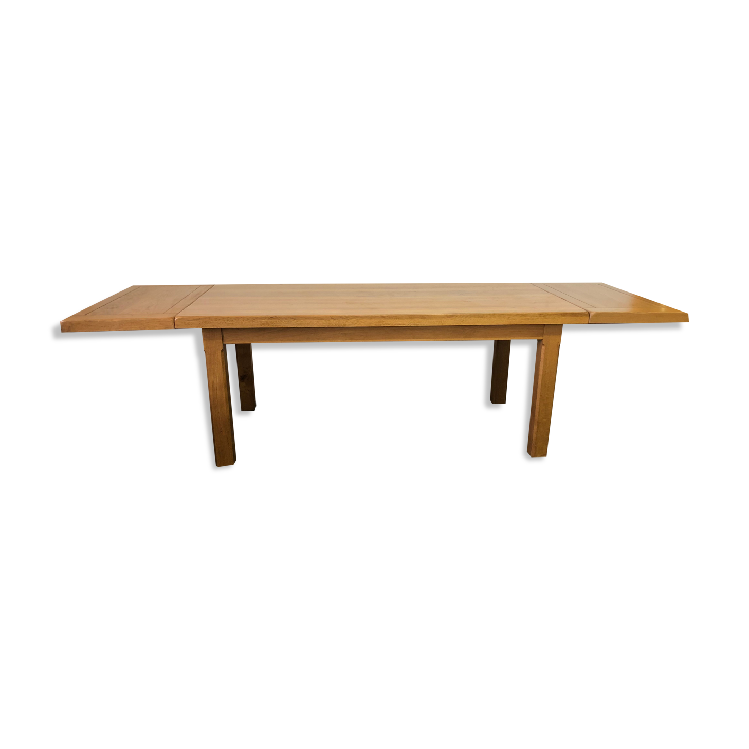 Solid oak table with extension cords