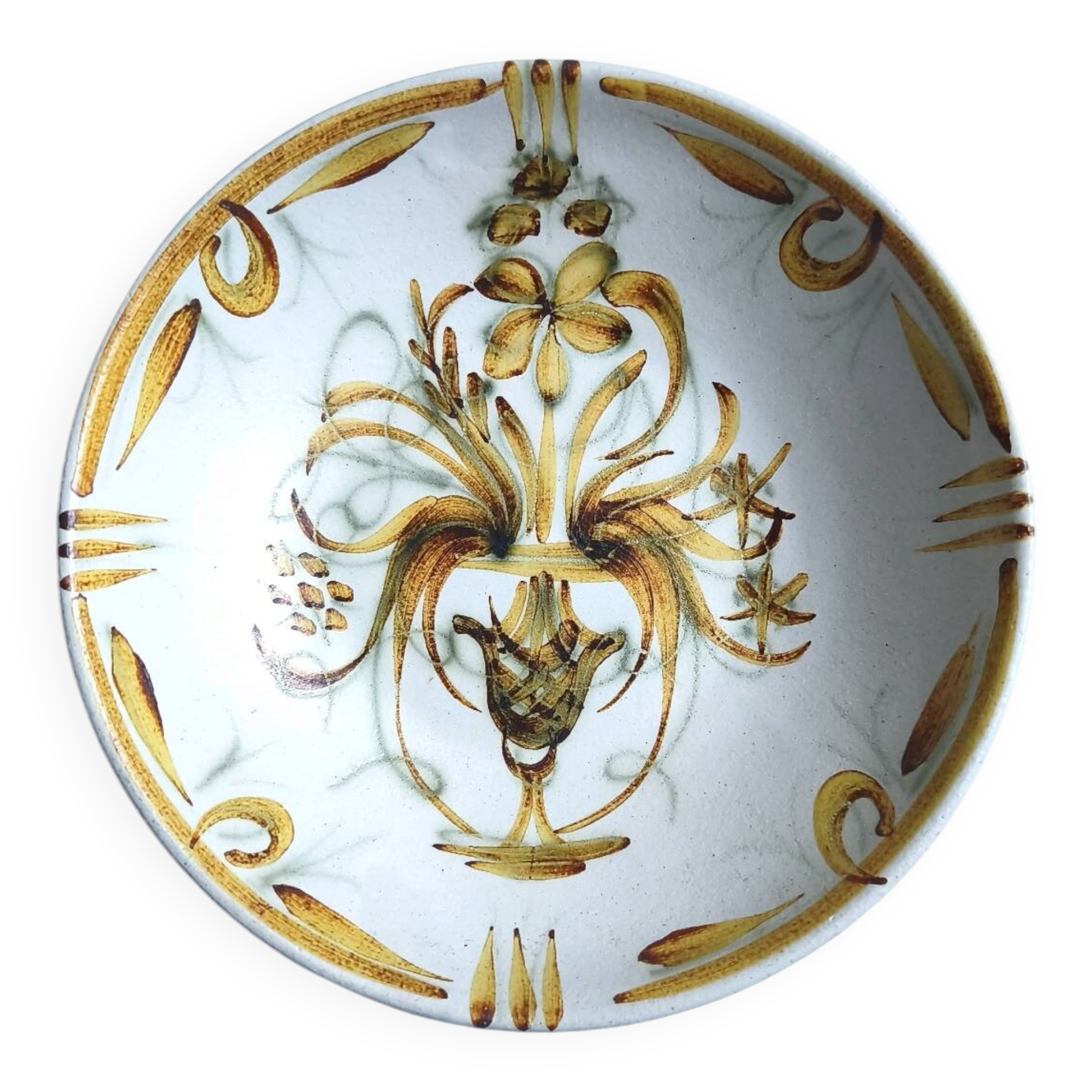 Vintage hollow plate Keraluc Quimper France G6 floral decoration bo