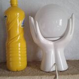 White ceramic and glass hand lamp