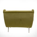 Marco Zanuso Attributed Mid-Century Modern Velvet Sofa Senior, Italy, 1950s
