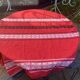 Rectangular tablecloth, Basque household linen in red cotton with black and white embroidery, vintage