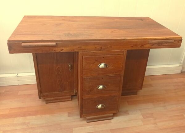 Bureau de comptable teck massif années 30