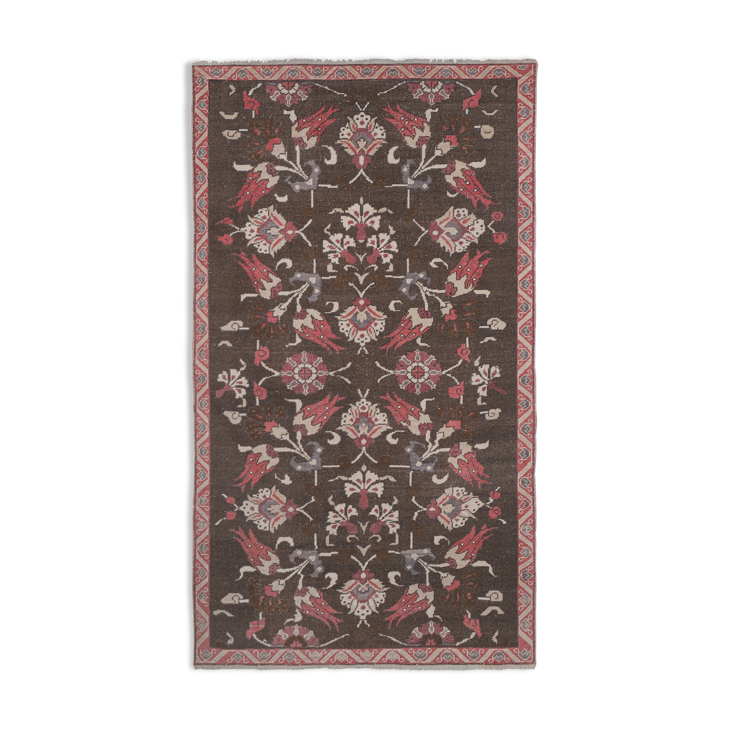 Southwest Wool Rug, Oriental Turkey Oushak Rug with Floral Pattern 4'11" X 8'5"