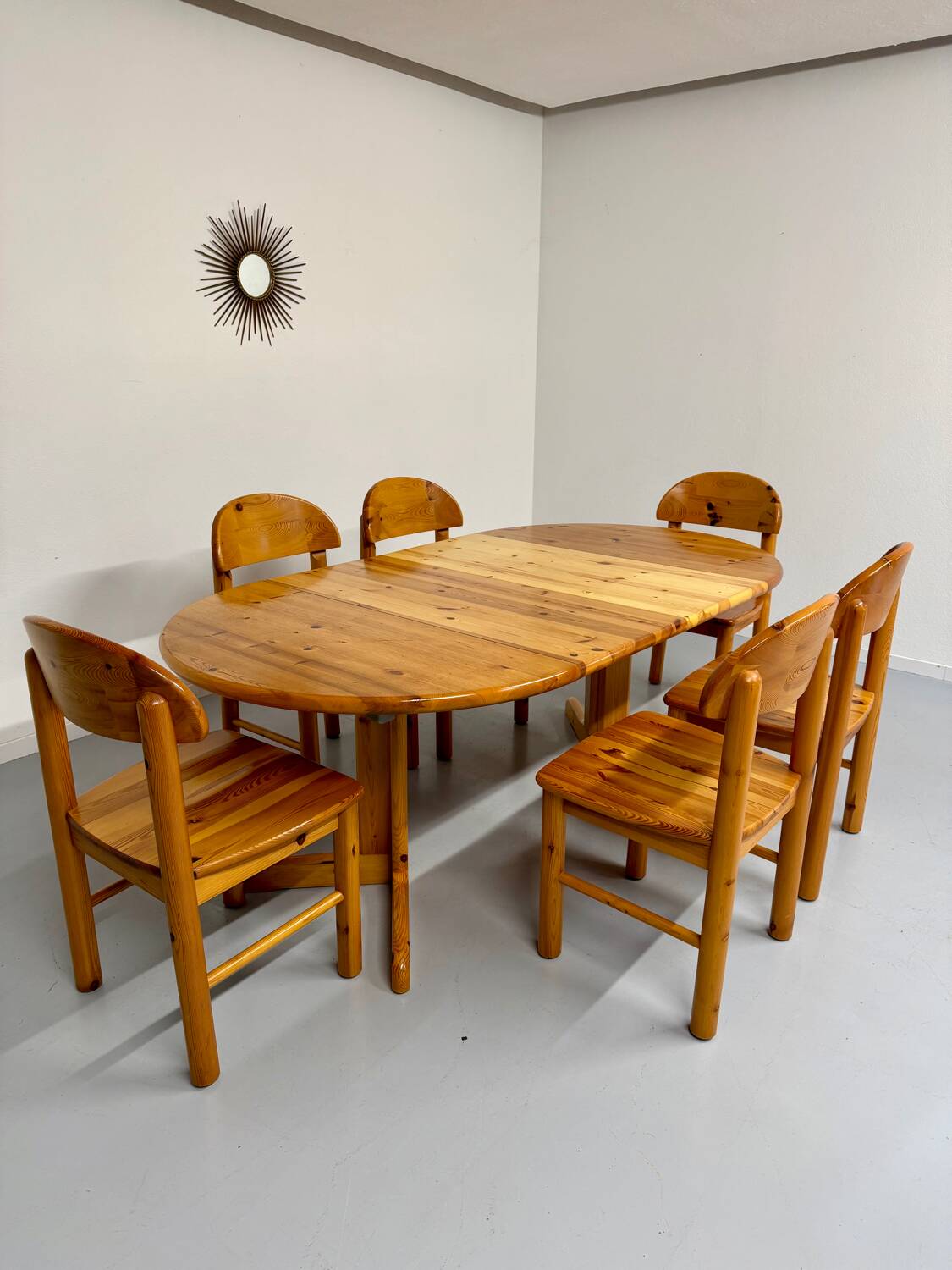 Vintage solid pine table, Scandinavian design by Rainer Daumiller, 1970s
