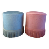 A pair of vintage velvet poufs.