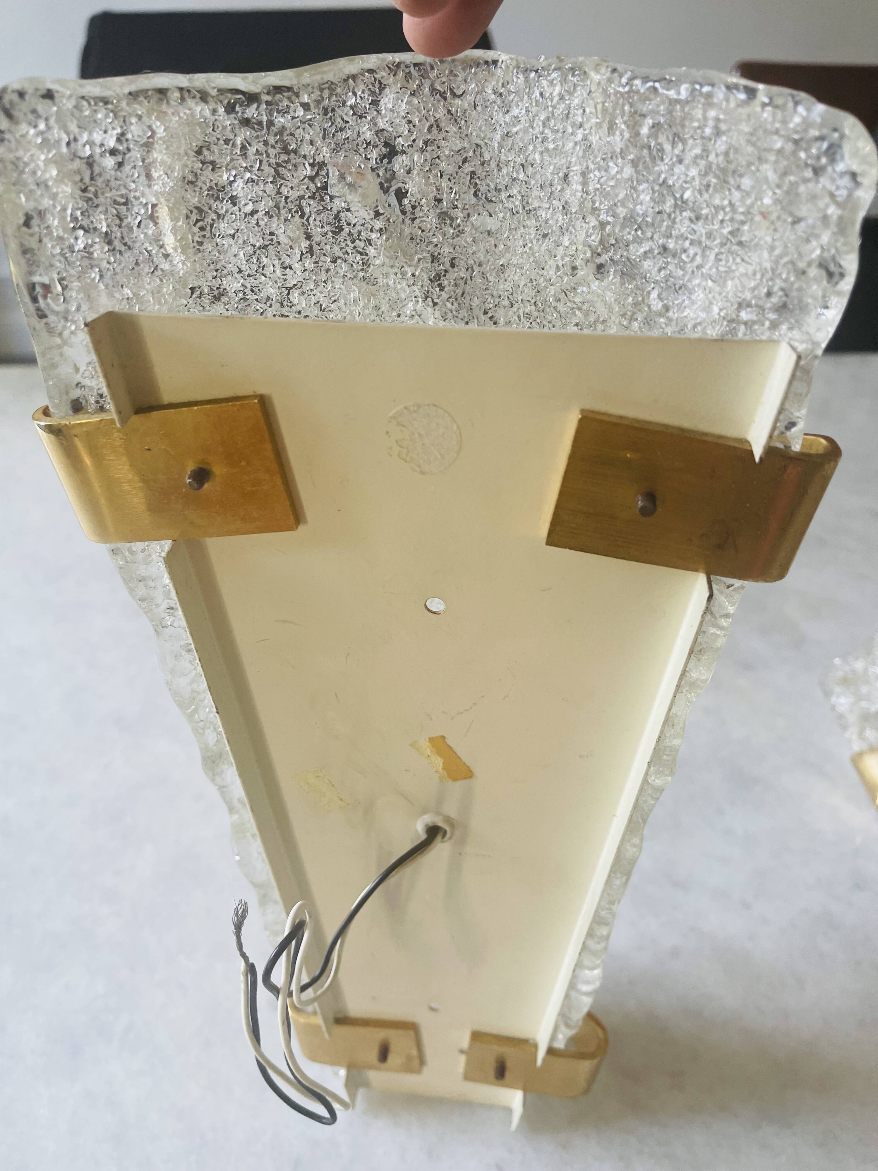 Arlus pair of Murano glass and brass wall lights