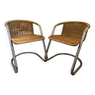 Pair of rattan bridge chairs