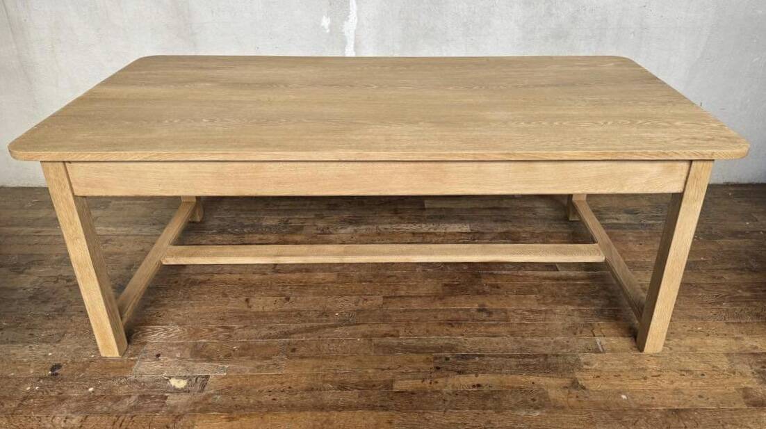 Table bistrot table de ferme en chêne massif sablé Longueur 210 cm - Largeur 106 cm - Hauteur 78 cm