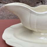 Digoin Sarreguemines ivory gravy boat with gadroons