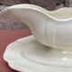 Digoin Sarreguemines ivory gravy boat with gadroons