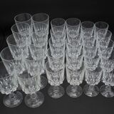 Set of 30 crystal-footed glasses