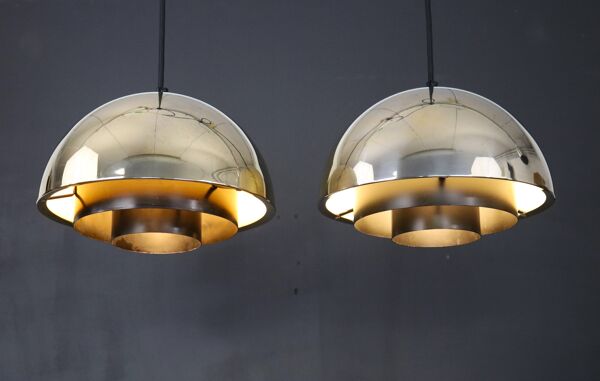 Suspension « Milieu » Golden Line Plaqué or 24 carats. Par Jo Hammerborg pour Fog & Mørup. Danemark 1