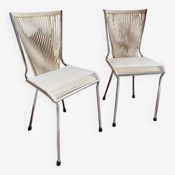 Pair of vintage scoubidou chairs 1960