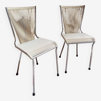 Paire de chaises scoubidou vintage 1960