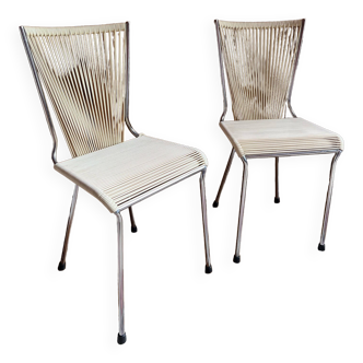 Pair of vintage scoubidou chairs 1960