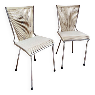 Paire de chaises scoubidou vintage 1960