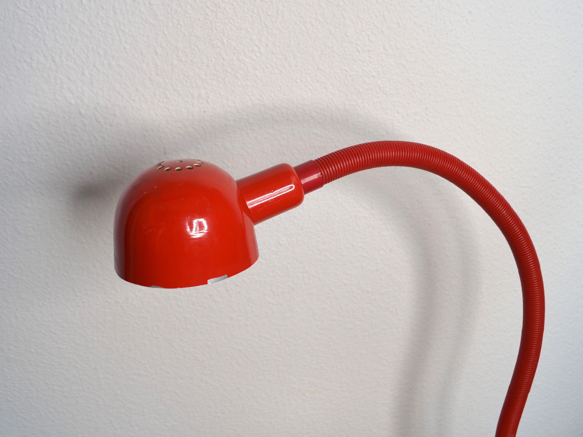 Red articulated clip-on desk lamp vintage