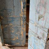 Blue patinated indian door with carved frame