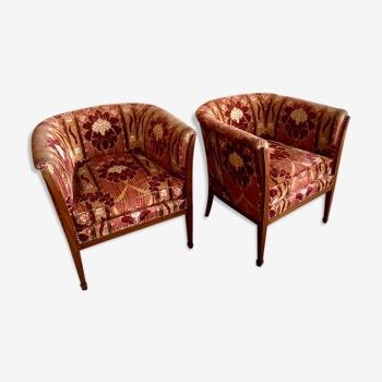 Pair of carpeted armchairs, 20th century