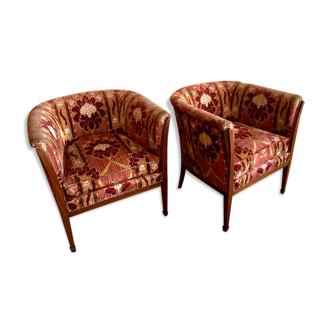 Pair of carpeted armchairs, 20th century