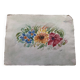 Watercolor flowers painting on paper, signed fields, undated, unframed, blue orange red naif