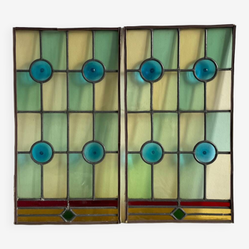 Two stained glass windows 1900