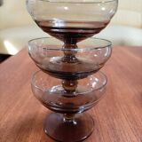 Set of 9 smoked glass champagne glasses