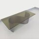 Vintage rectangular Space Age coffee table in steel and smoked glass.