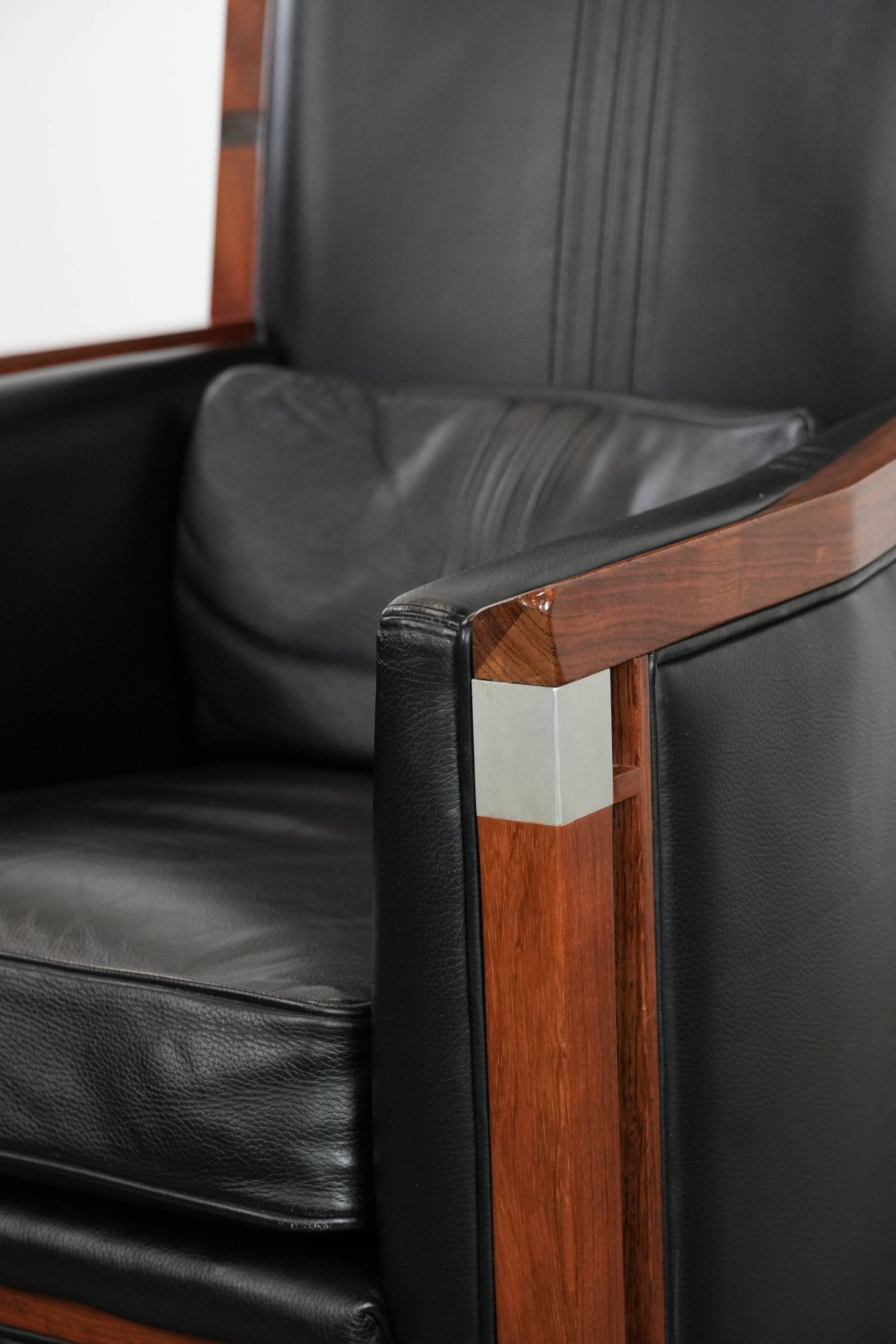 Beautiful and very comfortable black Art Deco design armchair
