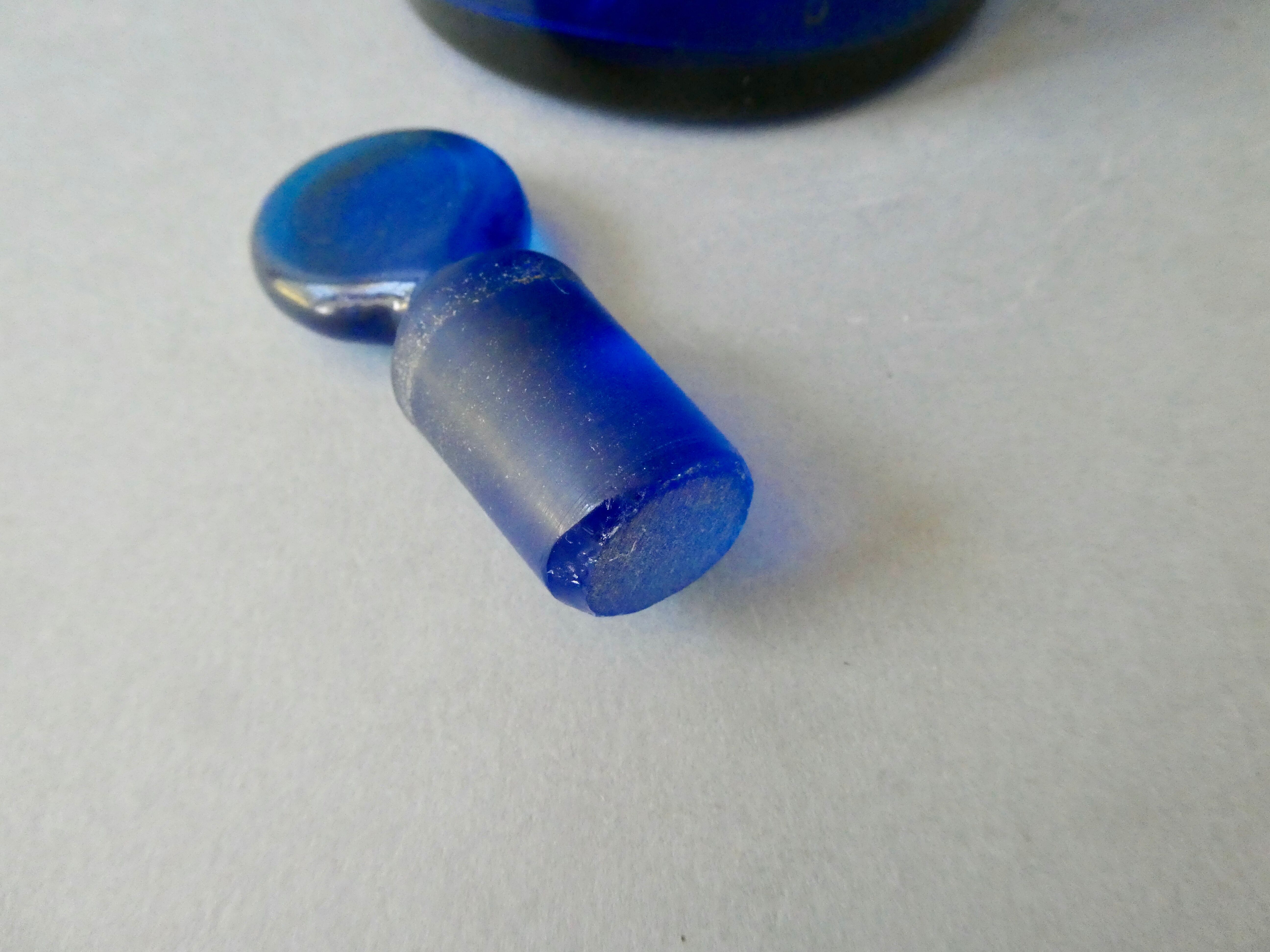 Bottle, pharmacy bottle in blue blown glass