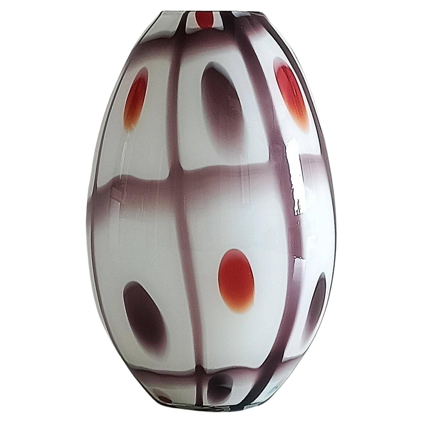 Murano Glass Colorful Ovoid Shaped Vase in The Style of A.Ve.M, Italy, 1960s