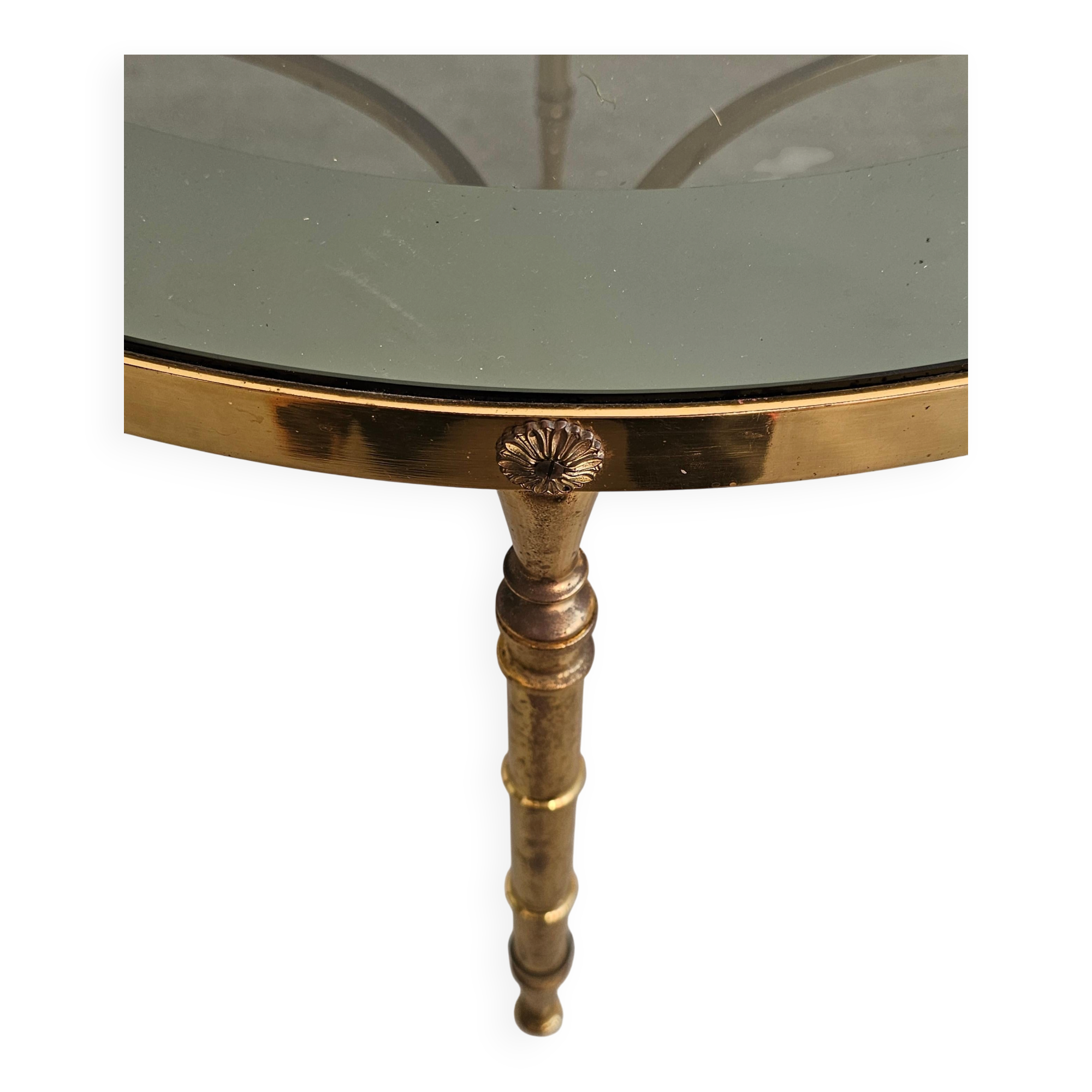 Circular bronze-gilded coffee tables Hollywood Regency Maison Charles