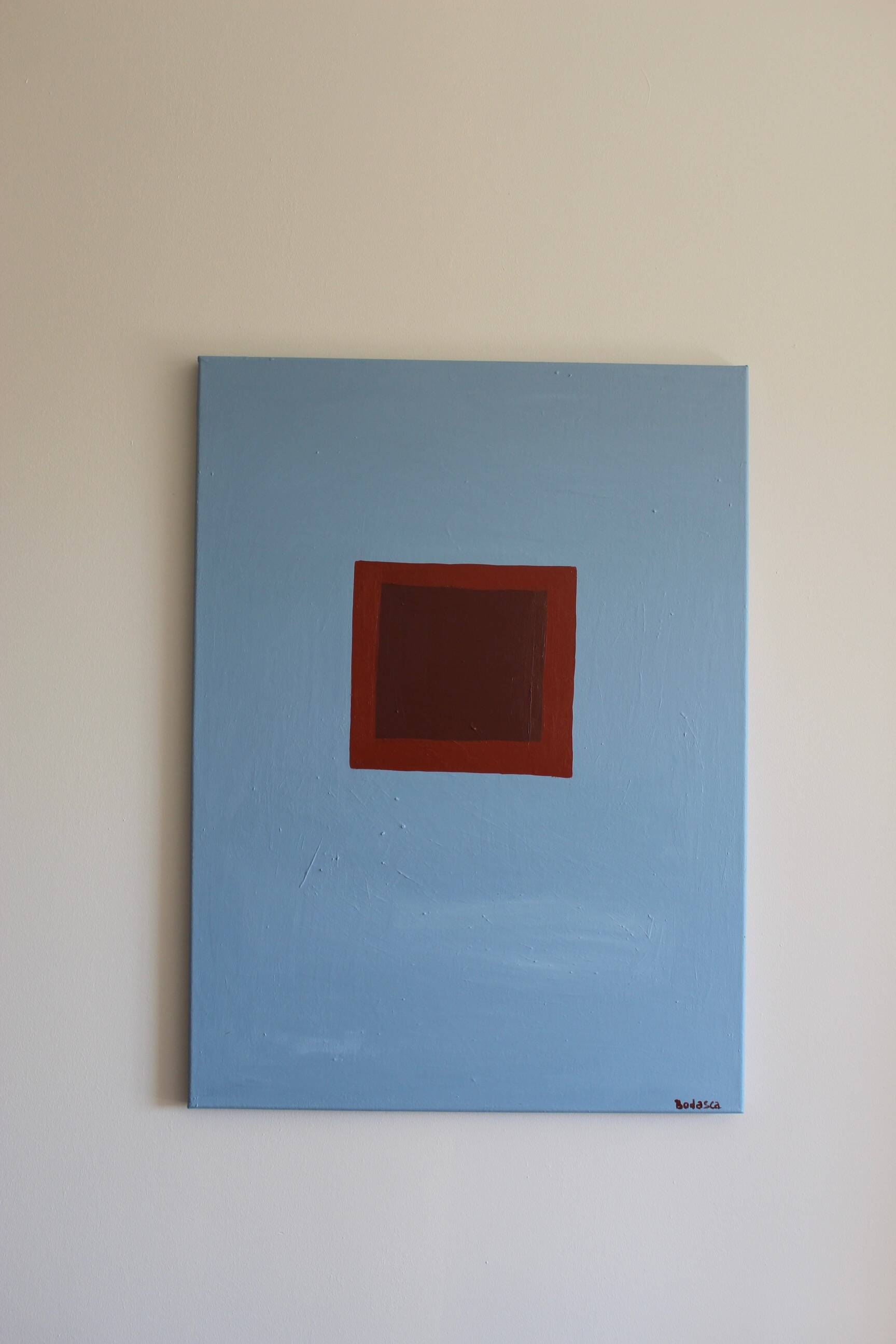 Minimalist canvas painting "Silent blue" 73x54cm