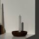 Circular teak monoxyle candle holder D12 H3