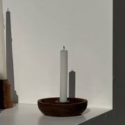 Circular teak monoxyle candle holder D12 H3