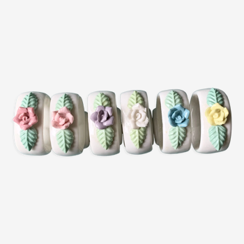 Set of 6 porcelain napkin rings