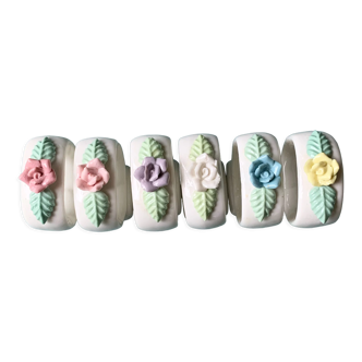 Set of 6 porcelain napkin rings