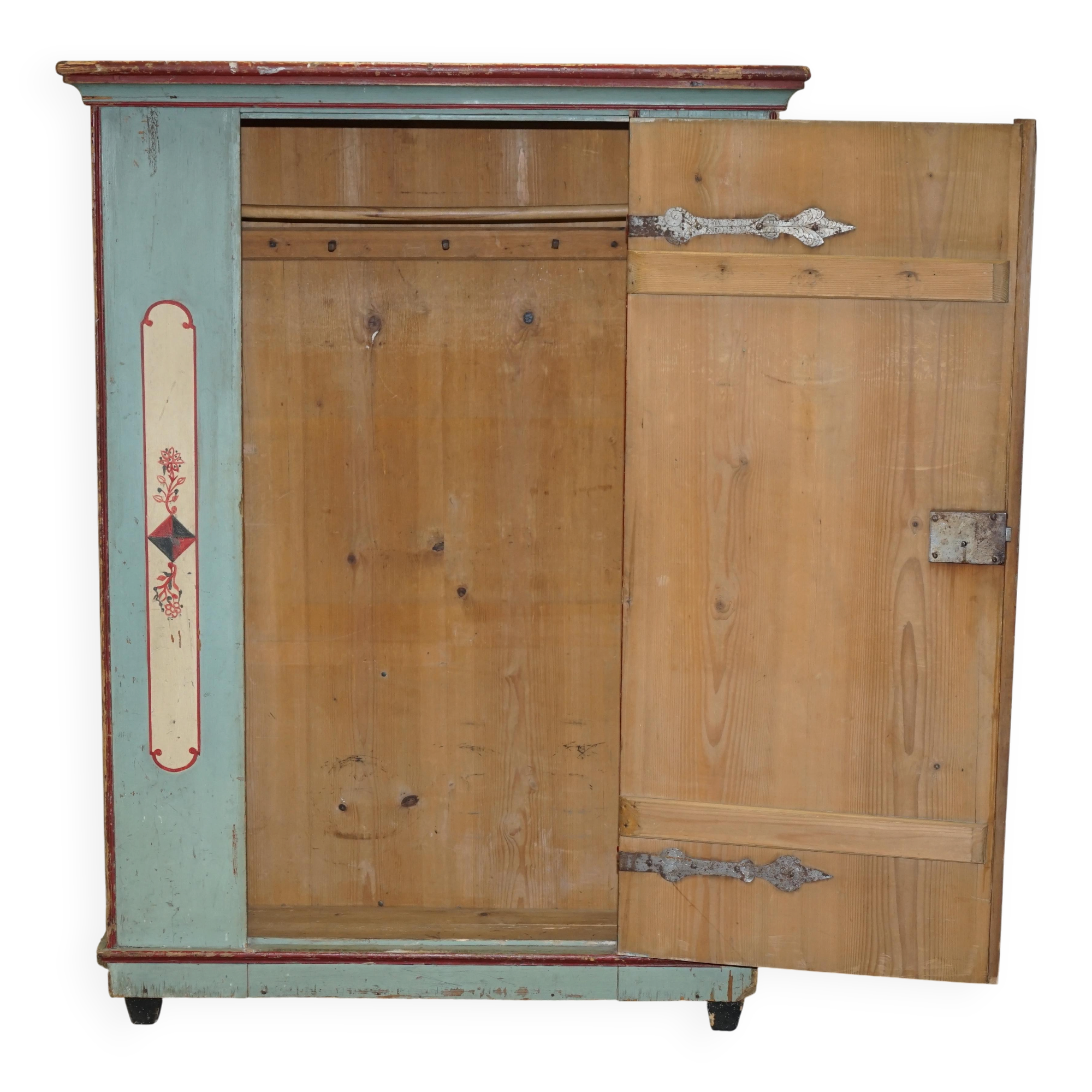 Antique German wedding armoire, hand-painted, 1818.