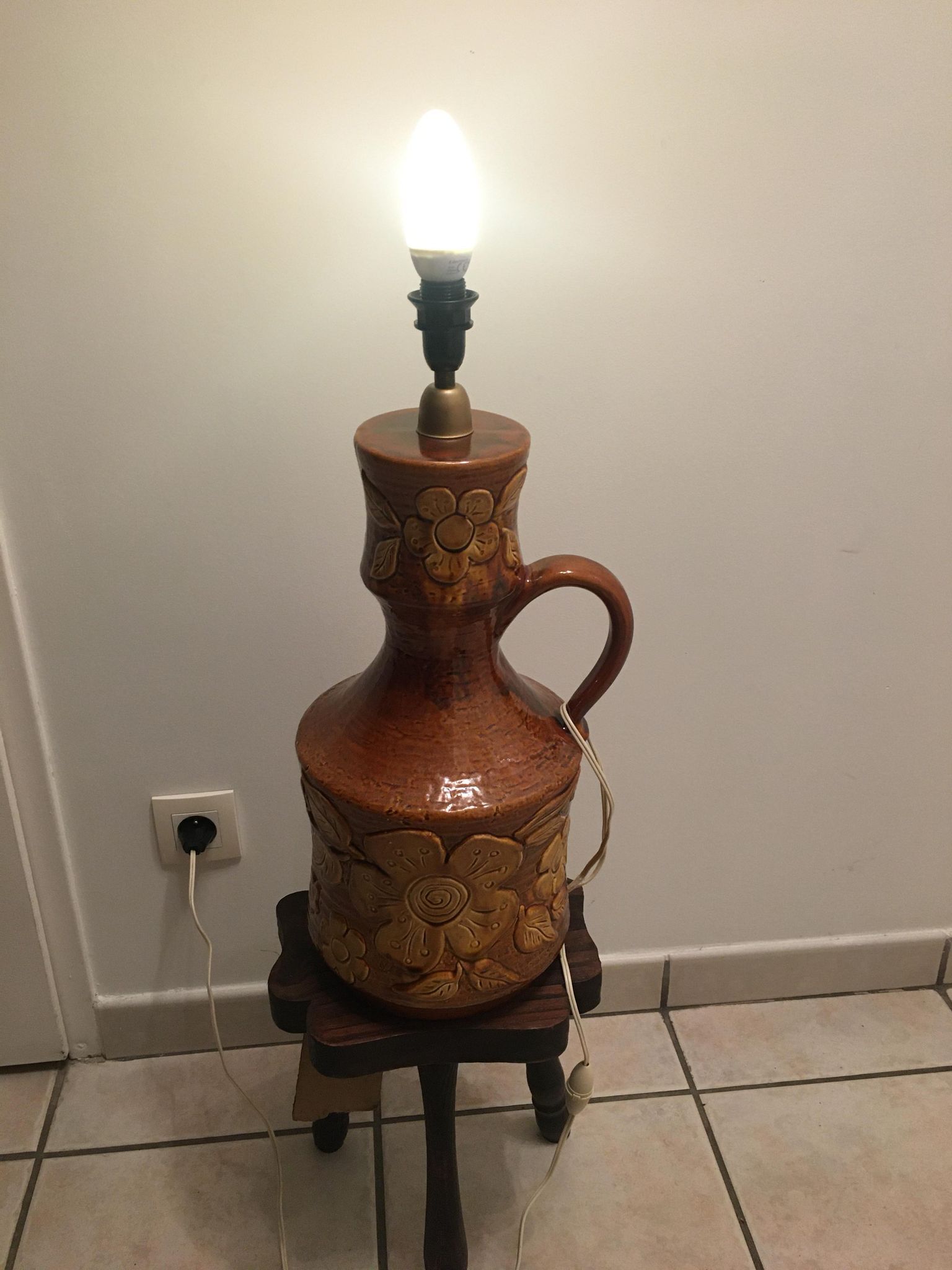 Vintage ceramic lamp base 1950-1960 Vallauris style