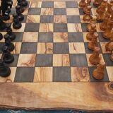 Jeux d'échecs rustiques en bois d'olivier naturel