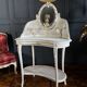 Coiffeuse du XIXe en bois peint et cannage de style Louis XVI