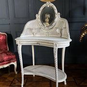 19th-century painted wood and caned dressing table in Louis XVI style.