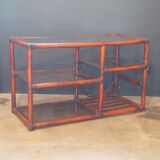 Rattan and leather bookcase 1970