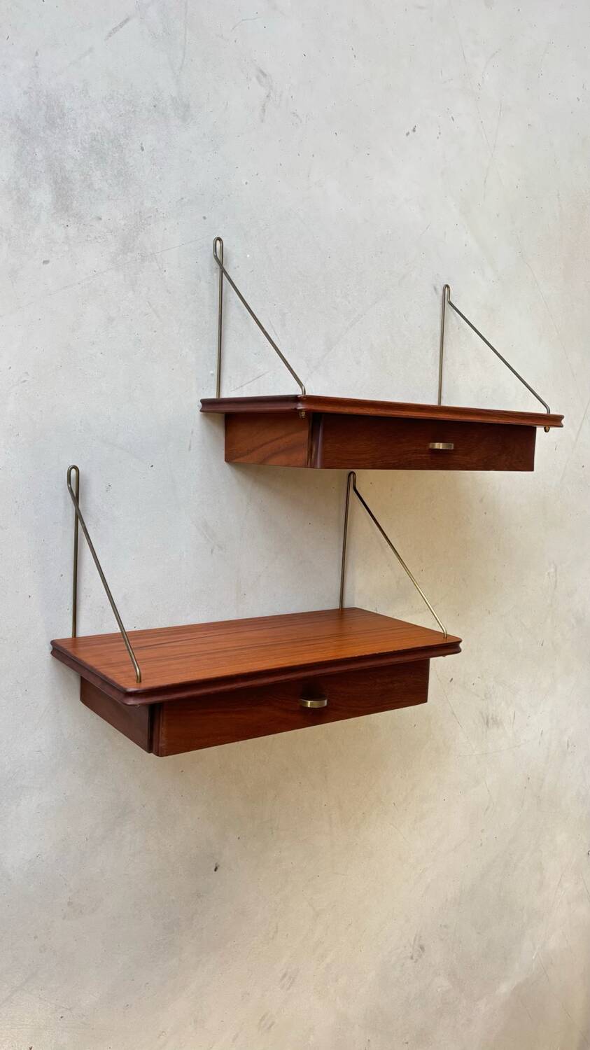 Vintage set of 2 floating nightstands - shelves