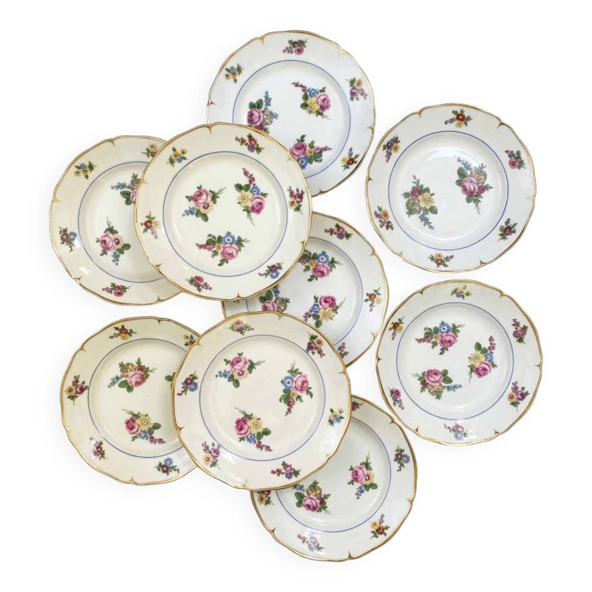 8 deep plates in Foëcy porcelain - 1930