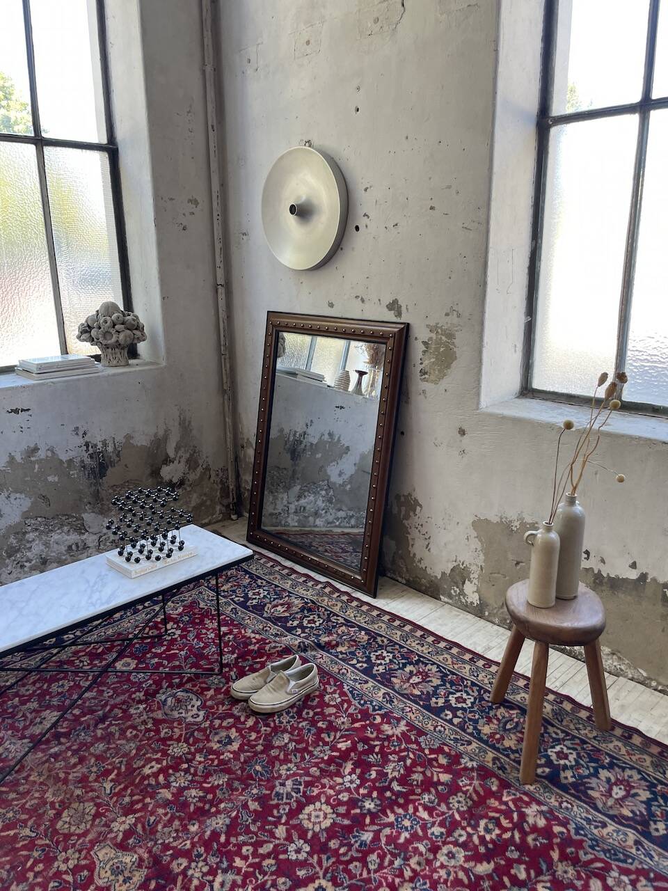 1900 wooden mirror with nails