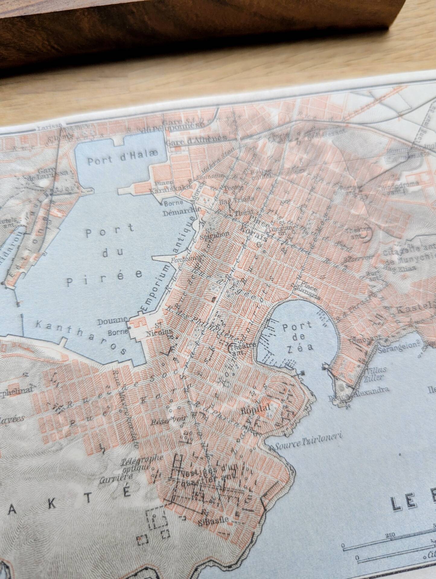 Le Pirée, Athènes, petit plan original imprimé en 1910