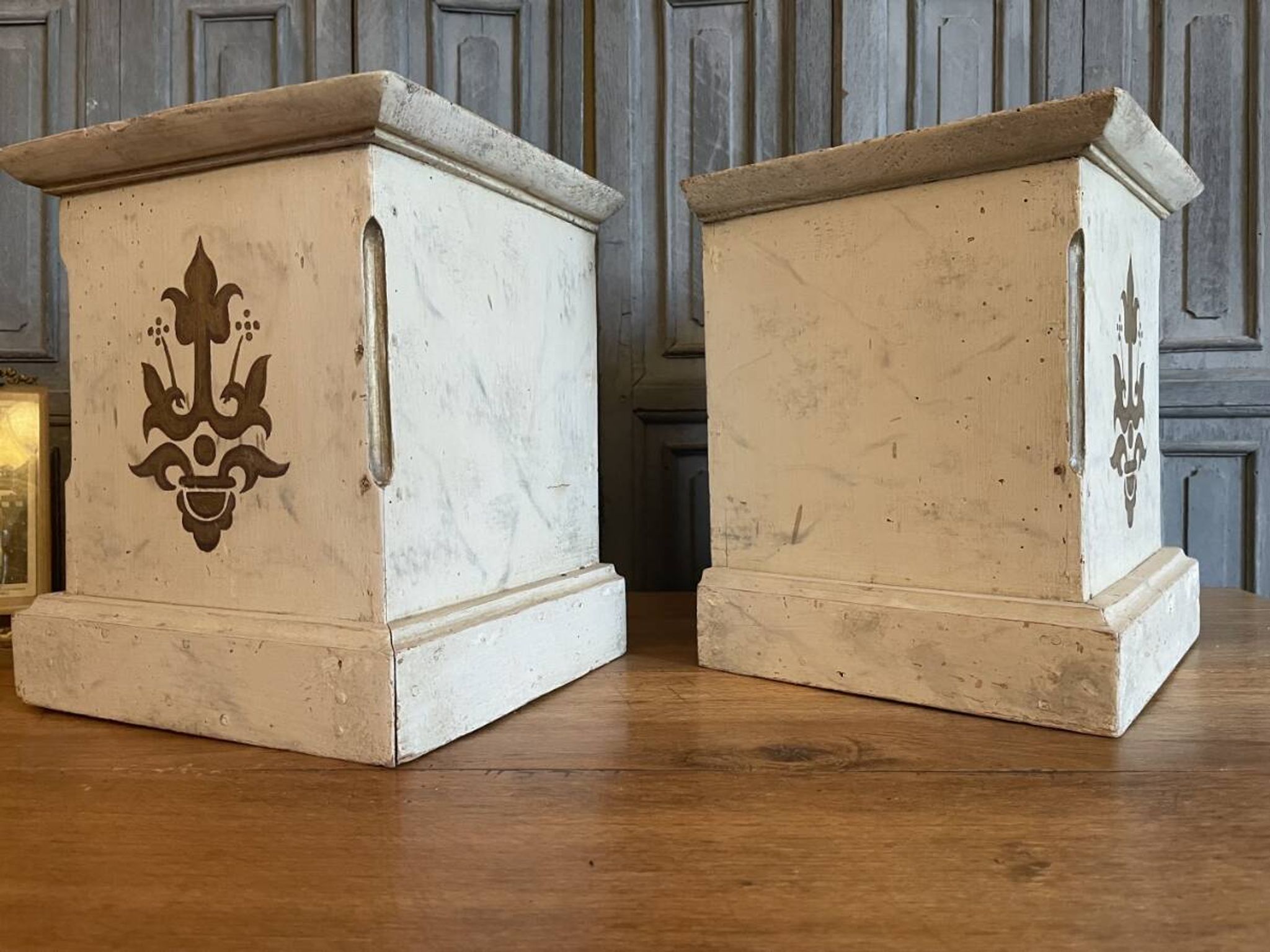 2 x French church consoles