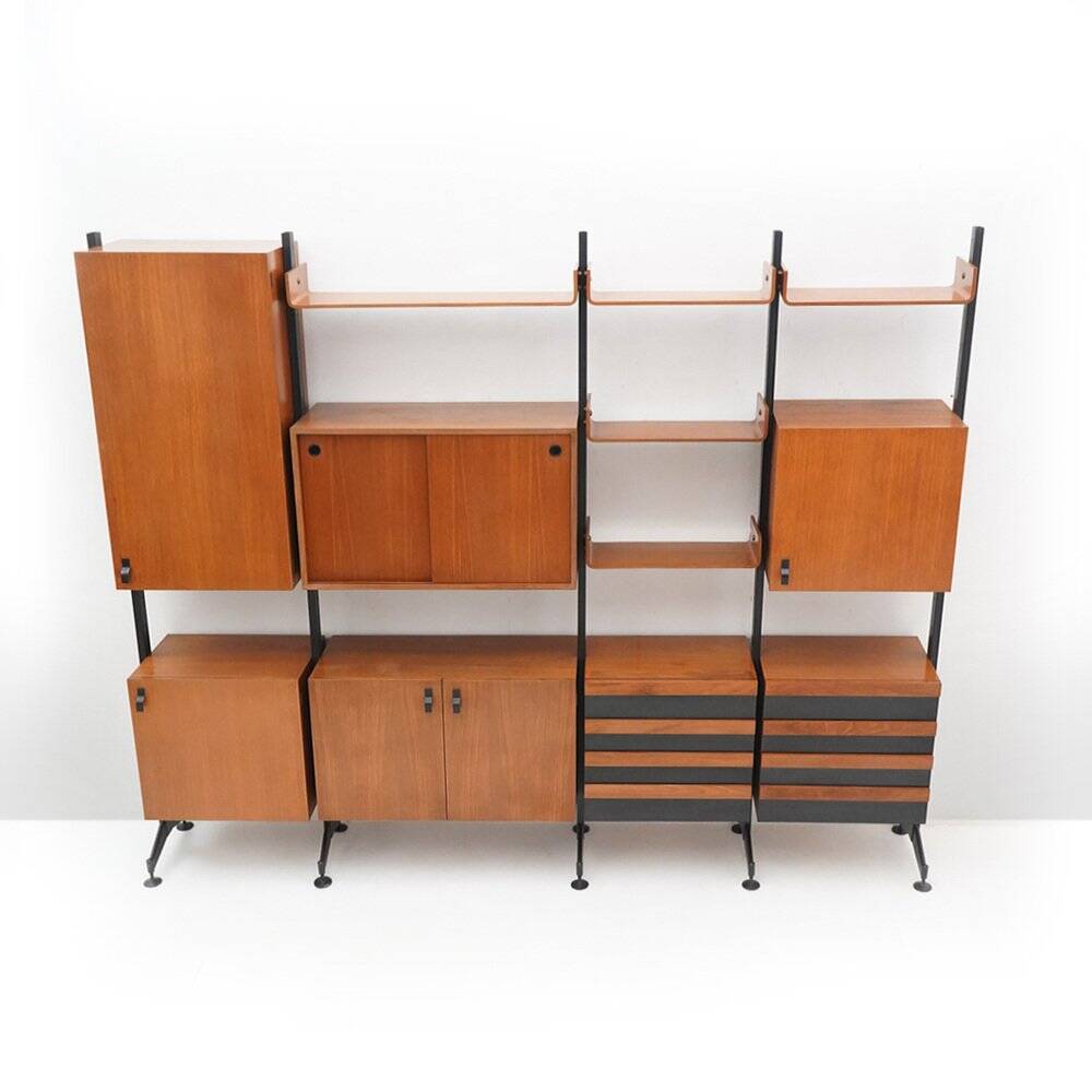 Teak bookshelf with four compartments, 1960s